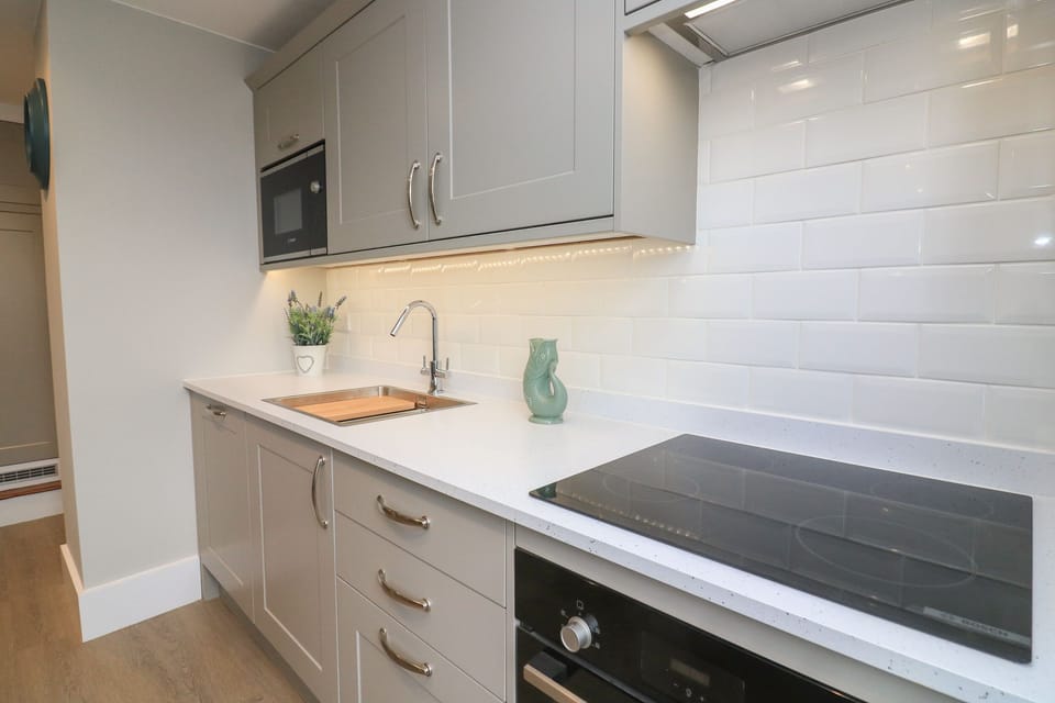 Fridge, dishwasher, cookware/dishes/utensils