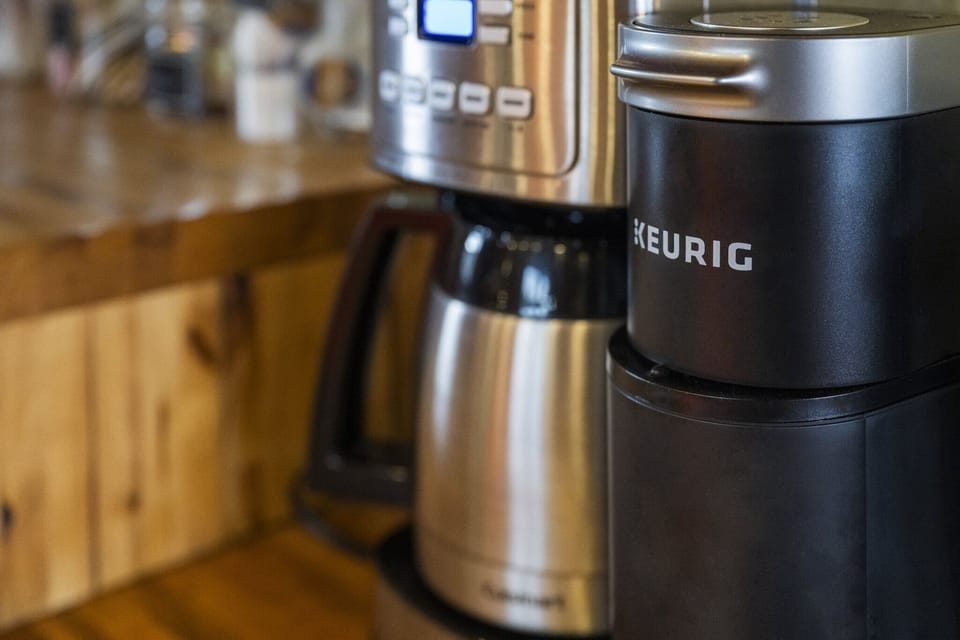 Coffee pot and Keurig available 