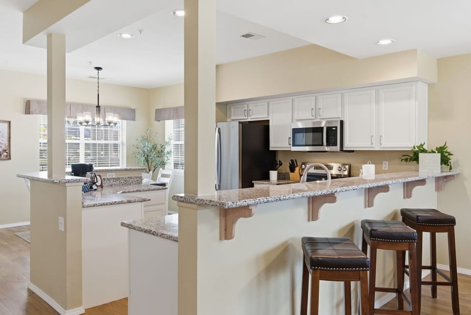 Fully equipped kitchen featuring new appliances and a recent remodel