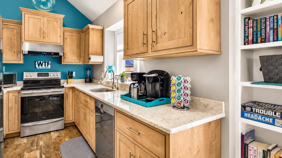 A coffee station stocked for every kind of morning ... drip or Keurig.