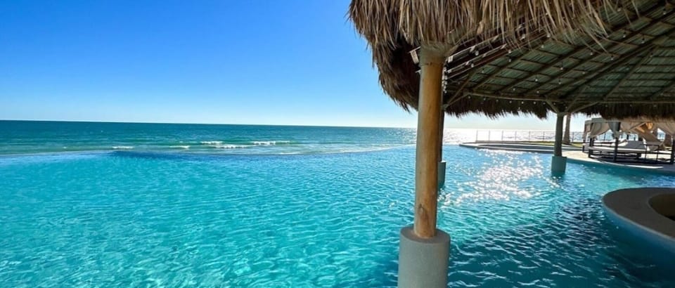 Swim up bar at infinity pool at Las Palomas Phase 3