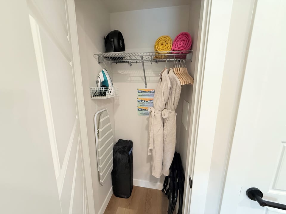Robes and pool towels, Iron, Foldable Crib, Fan & Luggage Racks.