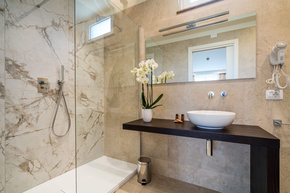 Deluxe Room | Bathroom | Shower, rainfall showerhead, free toiletries, hair dryer