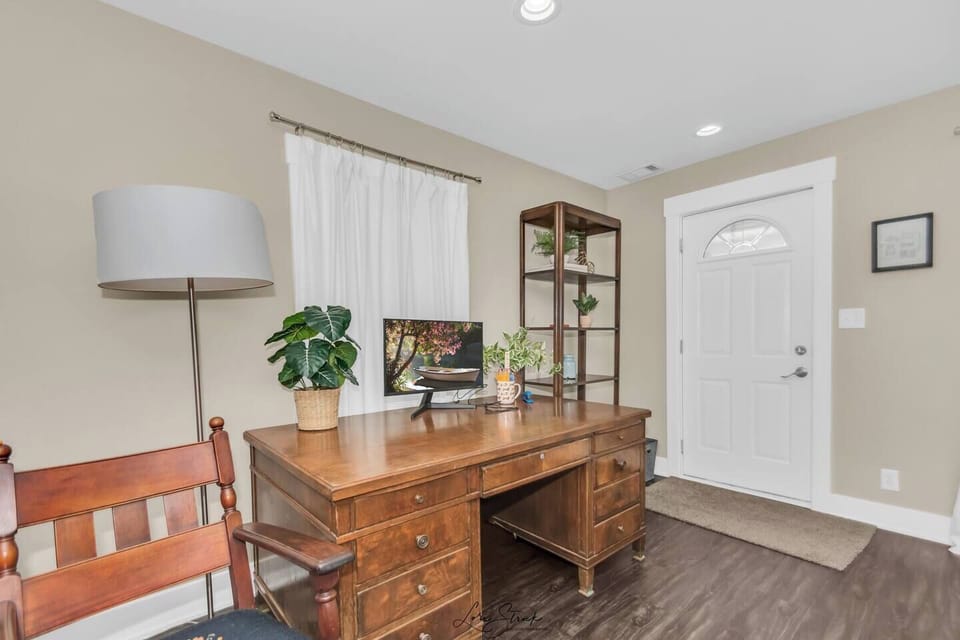 Work space with monitor in living room