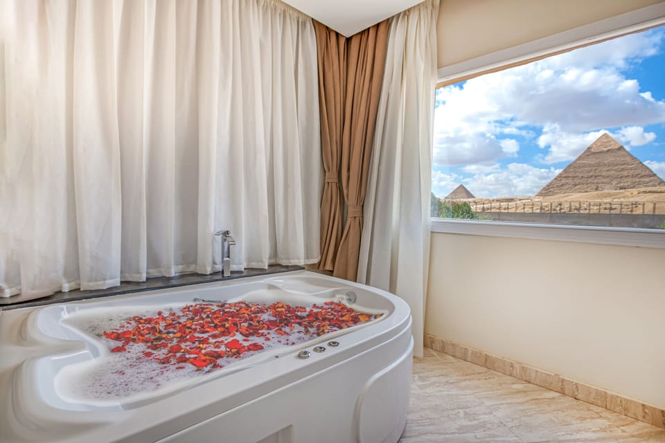 King Suite with Panoramic Pyramids View & Terrace | In-room safe, desk, blackout drapes, free WiFi