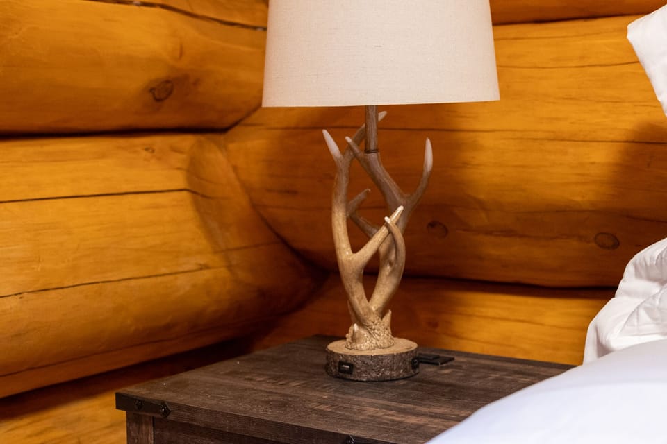 Main floor bedroom, with USB plug in's in the lamp for your devices