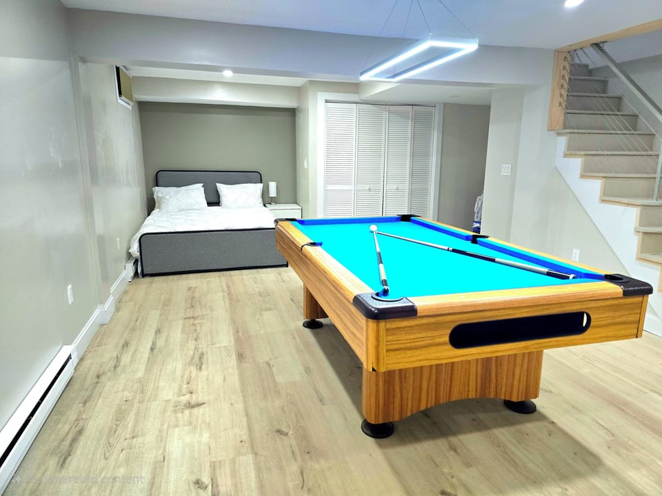 Pool table not included rental. 
$100 fee for use. balls and ques provided