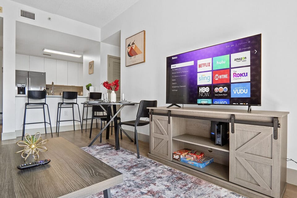 Entertainment area with large TV for your enjoyment!