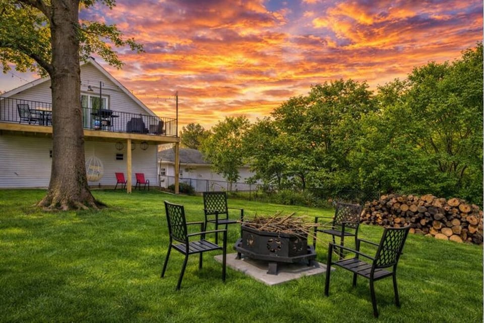 Backyard with firepit