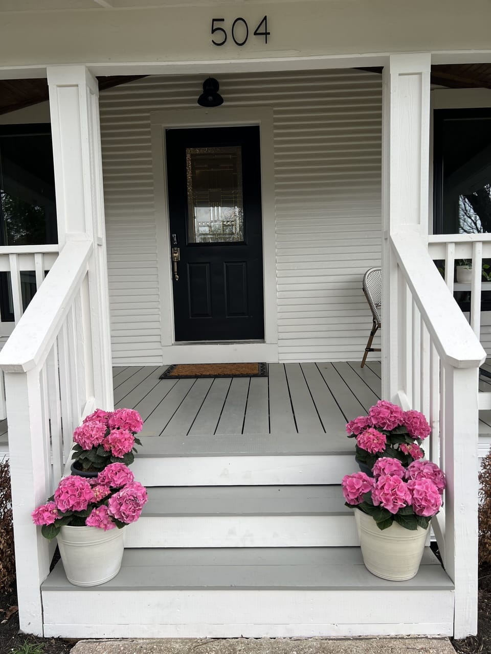 Front porch with french bistro