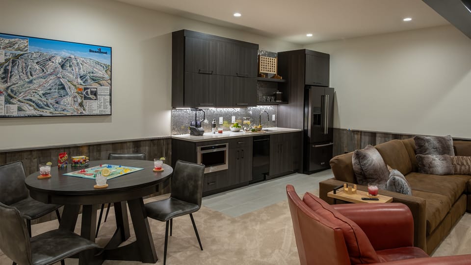 Family Room, Lower Level - Bar seating with cabinetry