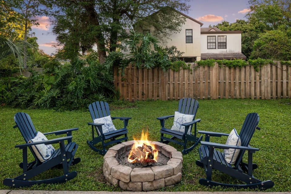 Gather around the crackling fire pit for a cozy evening under the stars.