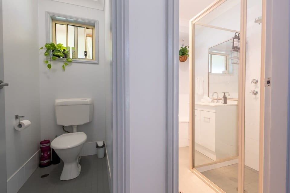 Bathroom, Shower, Bath, Toilet + Hair Dryer