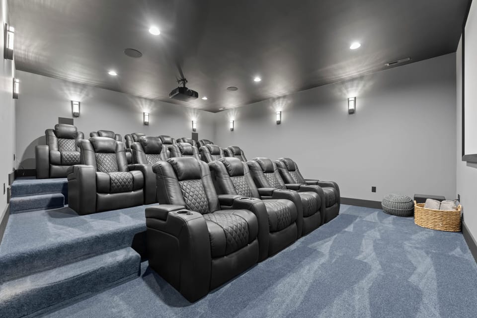 Each house has a movie theater with stadium seating for 12 and huge screen! 