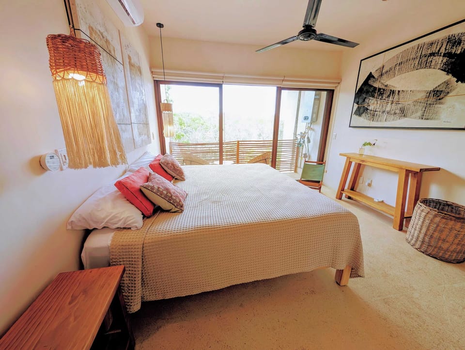 Both bedrooms have soothing decor for a restful night's sleep