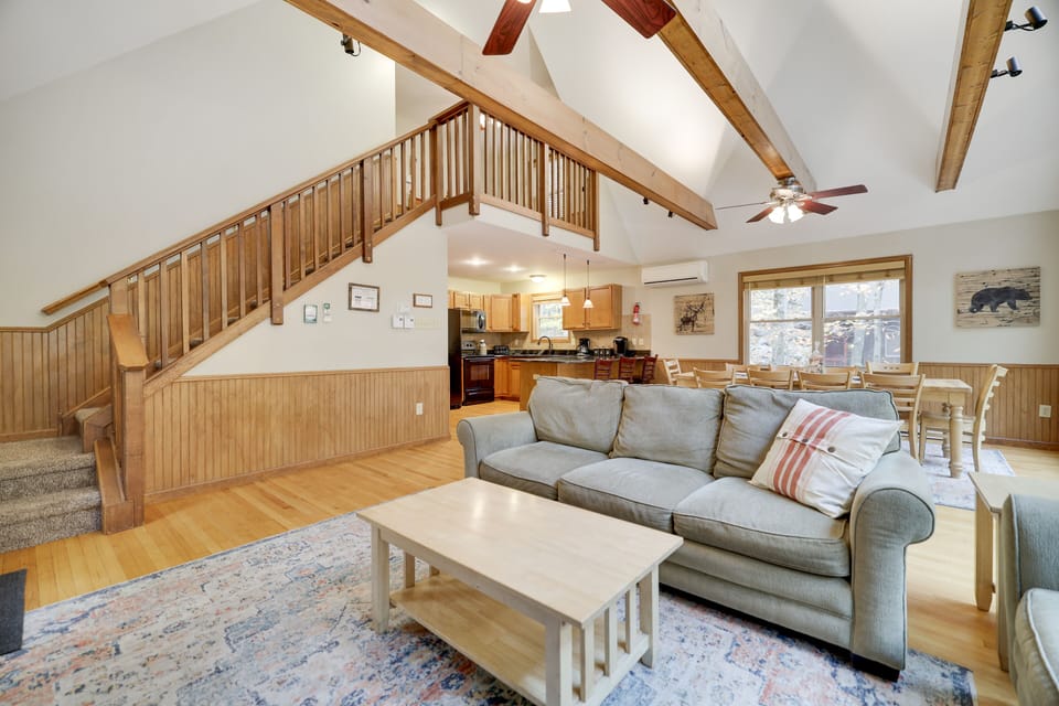 Spacious living room bathed in natural light.