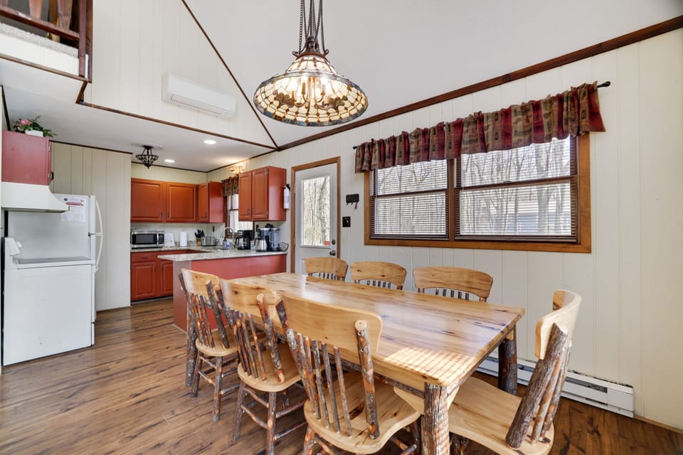 Kitchen with a dining area.