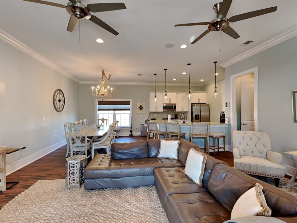 House, Multiple Beds, Pool Access, Pool View (Salty Dunes) | Living area | 50-inch flat-screen TV with digital channels, fireplace