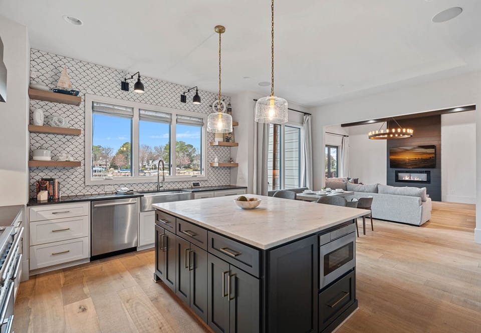 Gorgeous updated kitchen with island & gas stove.