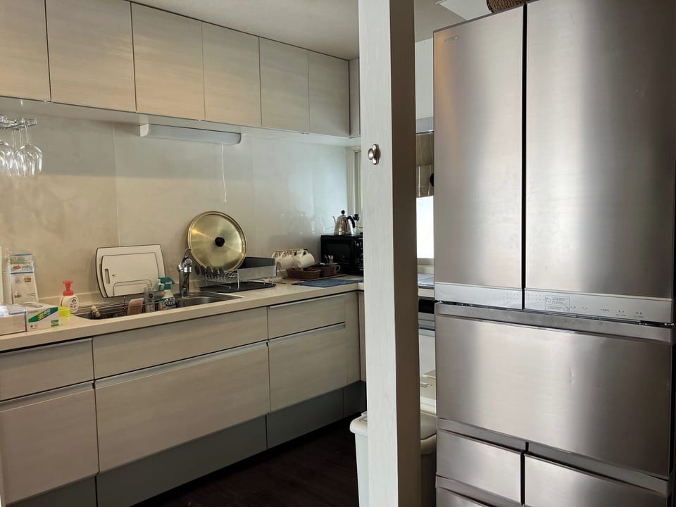The spacious kitchen makes it easy to prepare for a BBQ.