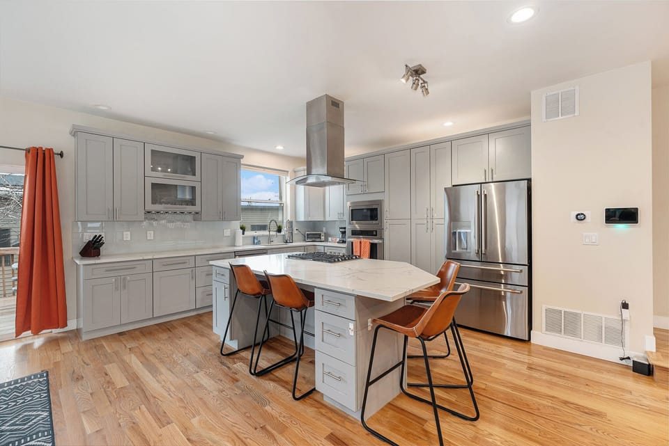 Get ready to whip up delicious meals in our fully stocked kitchen, complete with bar seating!