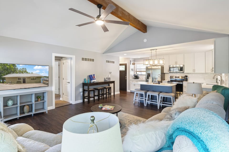 Ultimate relaxation featuring entertainment and the gentle breeze of fresh air from the outdoors.
