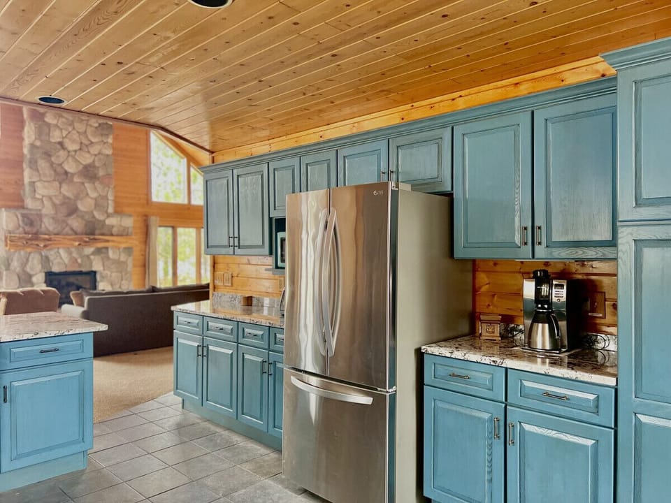 Kitchen leads into the living room