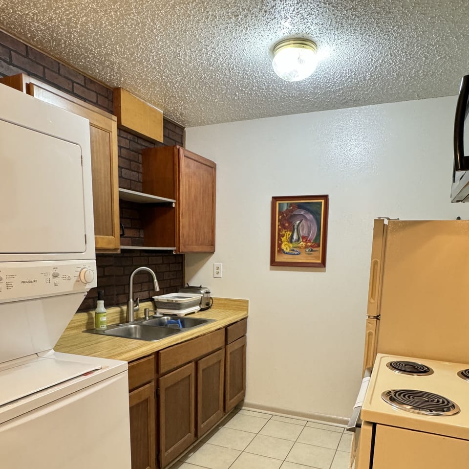 Laundry and kitchen area
