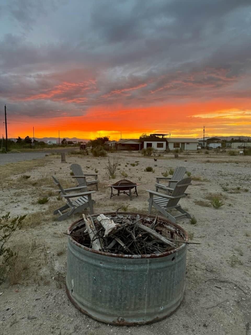 Our outdoor fire pit. Great time for catching sunsets. 