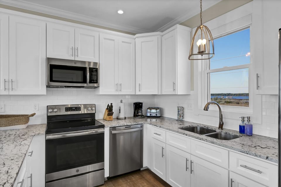 Sleek stainless steel appliances