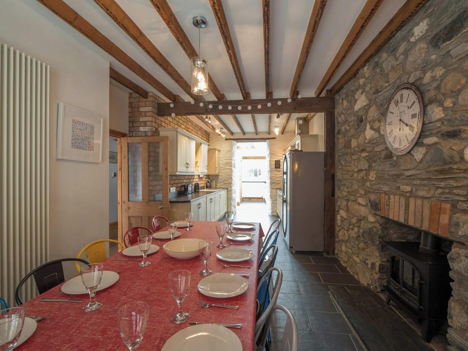 Kitchen dining room with large table and chairs
