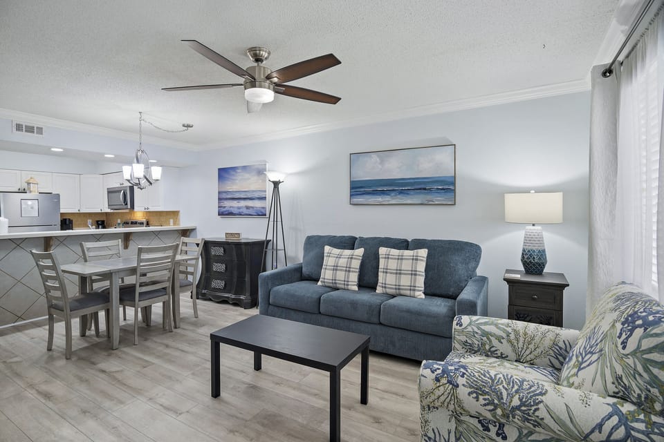 An open layout flows from living to dining, perfect for spending time together.