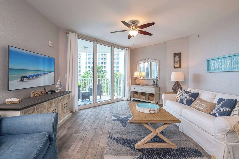 Condo, Multiple Beds, Balcony, Pool View (Just Beachin') | Living area | 42-inch flat-screen TV with digital channels