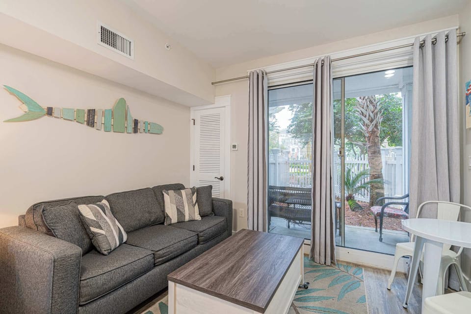 Studio, 1 King Bed with Sofa bed, Patio, Garden View (Seashell Shuffle at Pilot House) | Living area | 42-inch flat-screen TV with digital channels