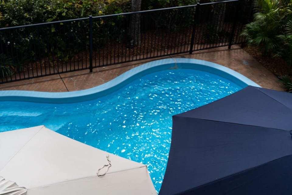 View of pool from balcony