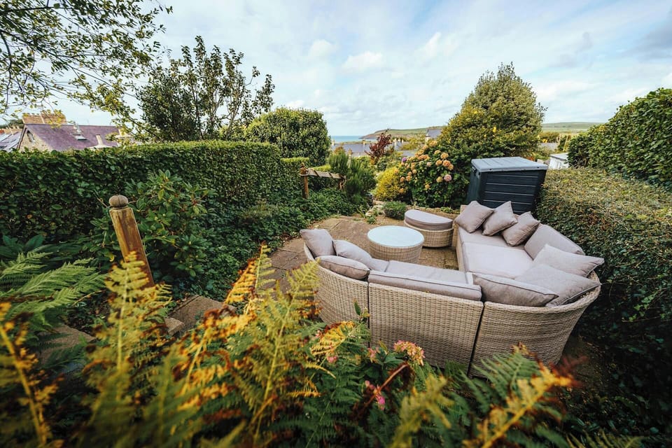 Private terrace with rattan garden furniture
