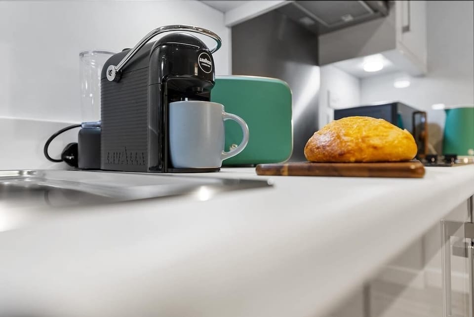 Coffee maker at Blue Puffin Stays Short Lets & Serviced Accommodation
