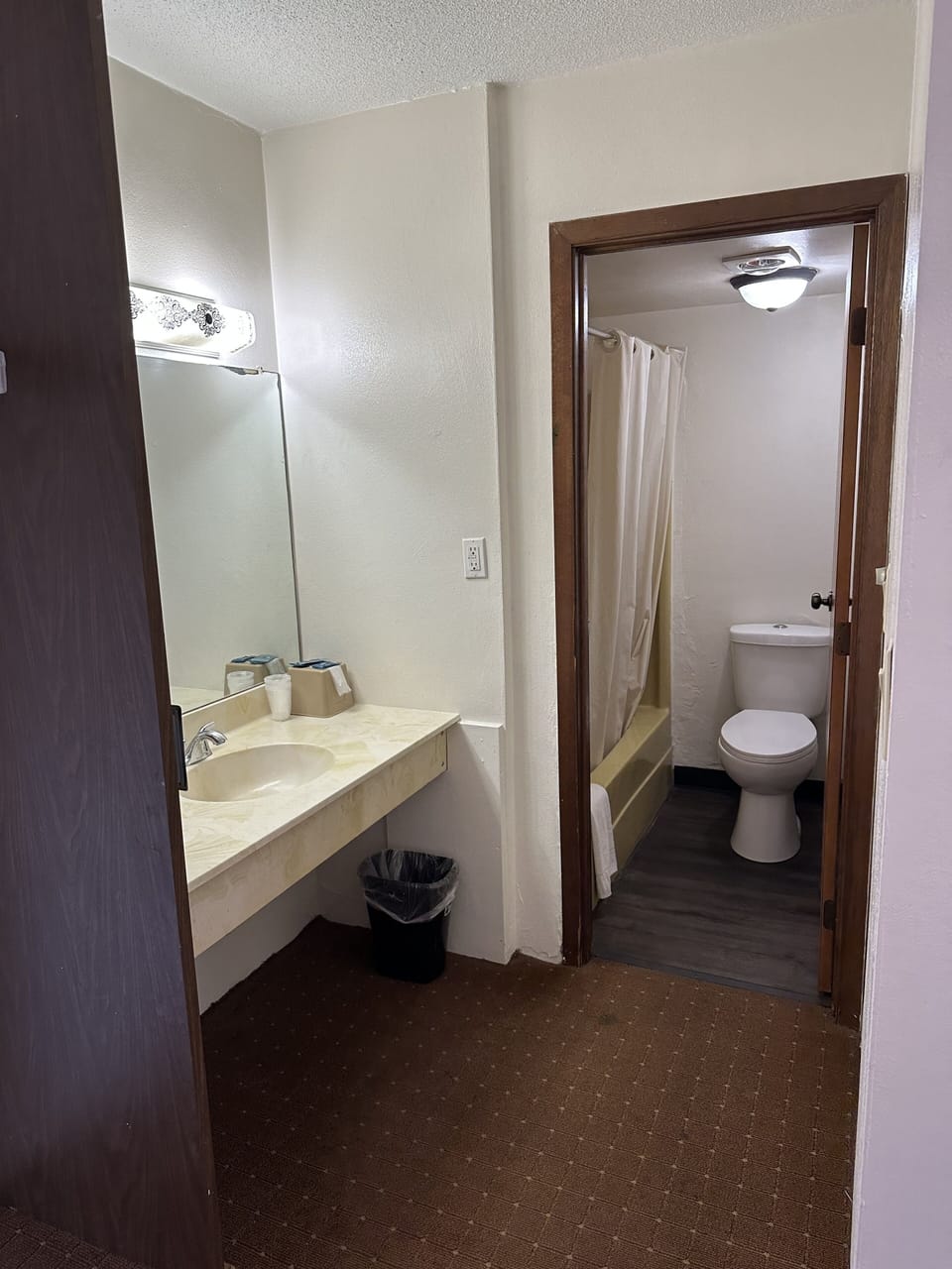 Combined shower/tub, hair dryer