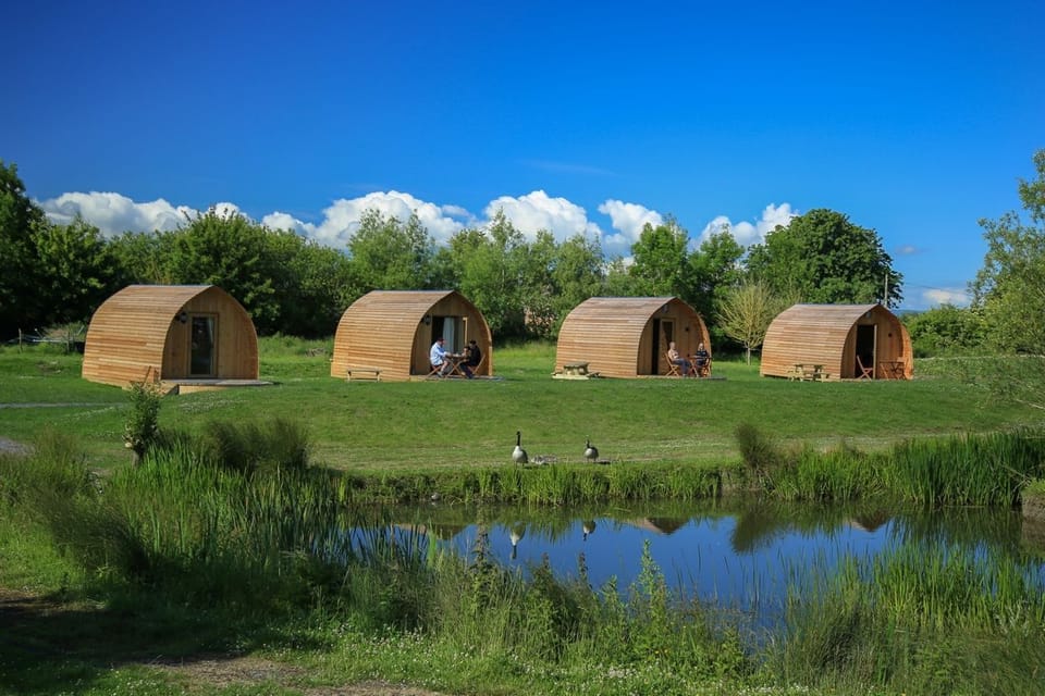 Glamping pods overlooking our fishing lake