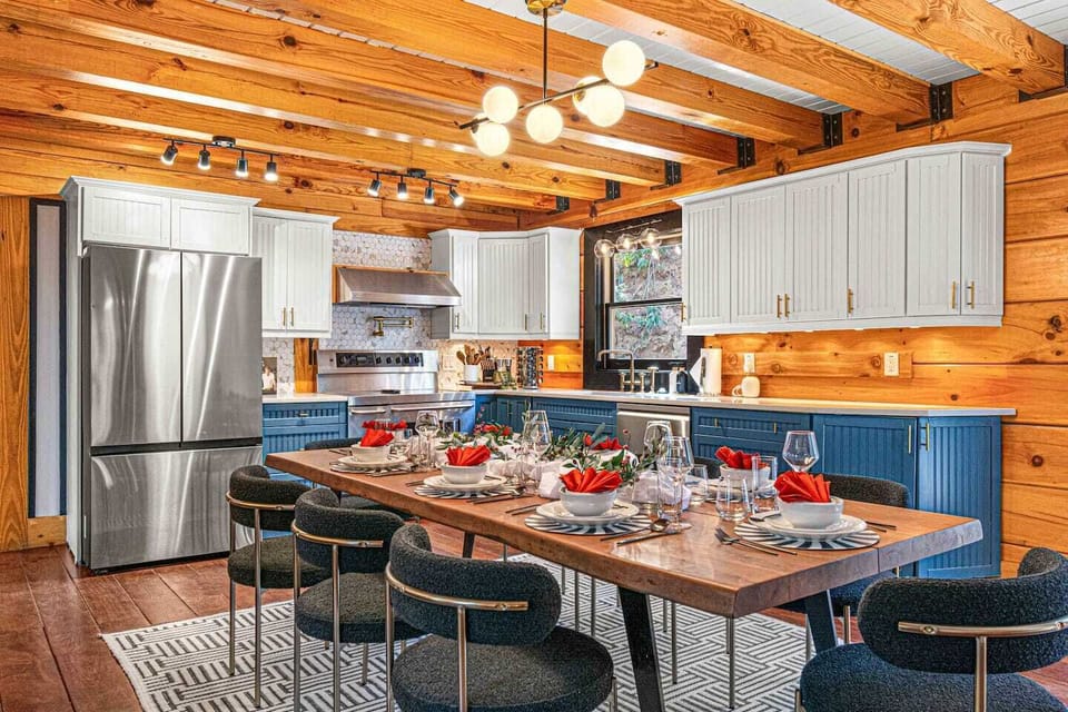 Gourmet kitchen ready to host festive and hearty meals.
