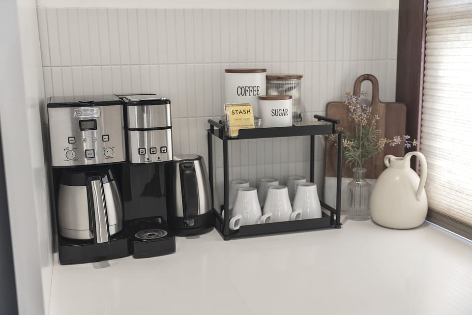 Cuisinart coffee station. Coffee/Tea/Sugar provided.