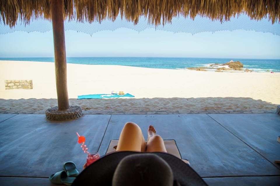 The best way to enjoy the beach is under an exclusive palapa and a cold drink!