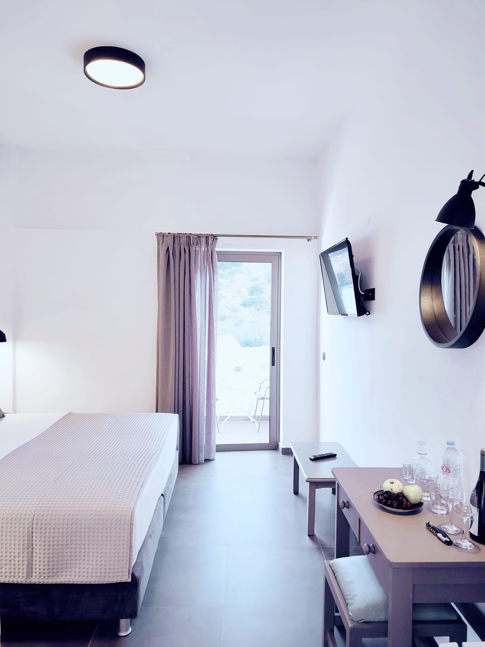 Panoramic Double Room, Partial Sea View | Free minibar items, in-room safe, free WiFi, bed sheets