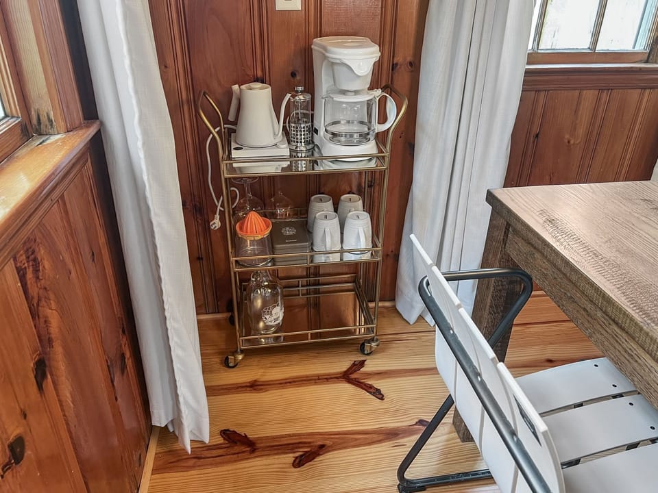 Start your mornings right with a charming coffee cart - your perfect pick-me-up spot