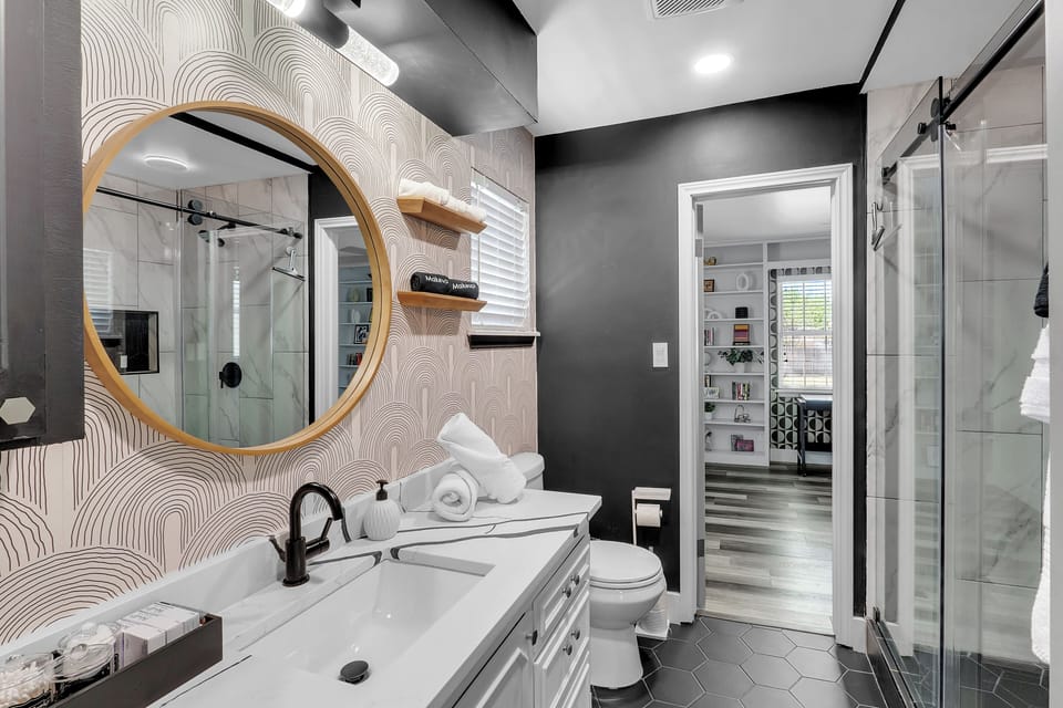 En-suite bathroom is also connected to the office, providing easy access.