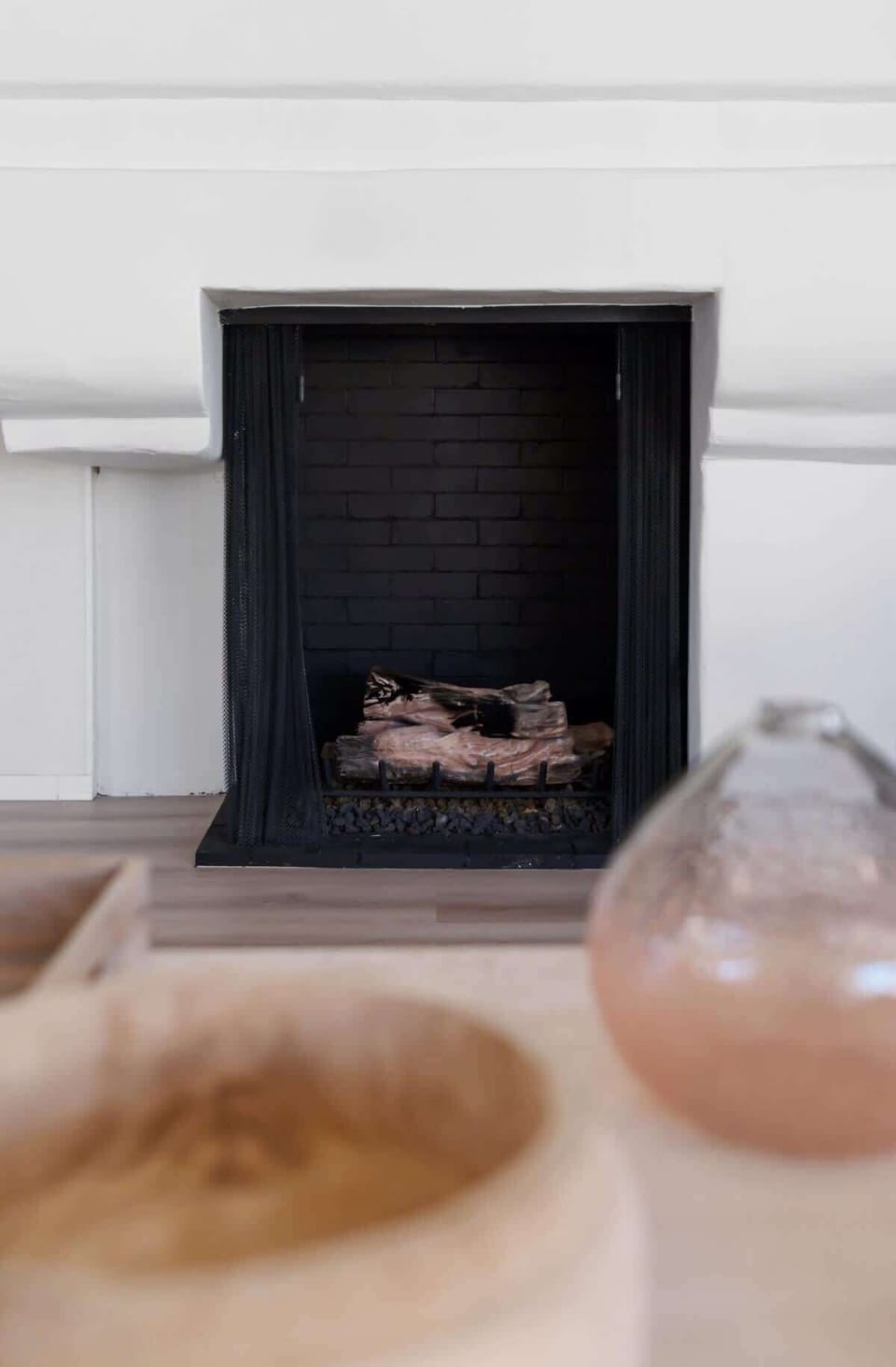 A closer look of the fireplace