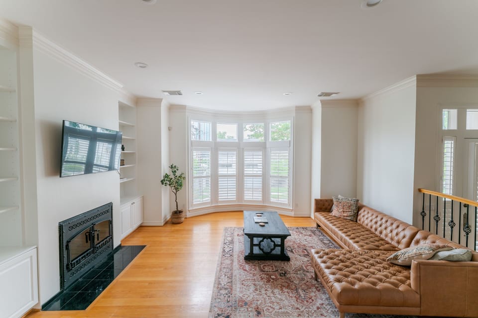 Welcome to our cozy living room! Perfect for unwinding.