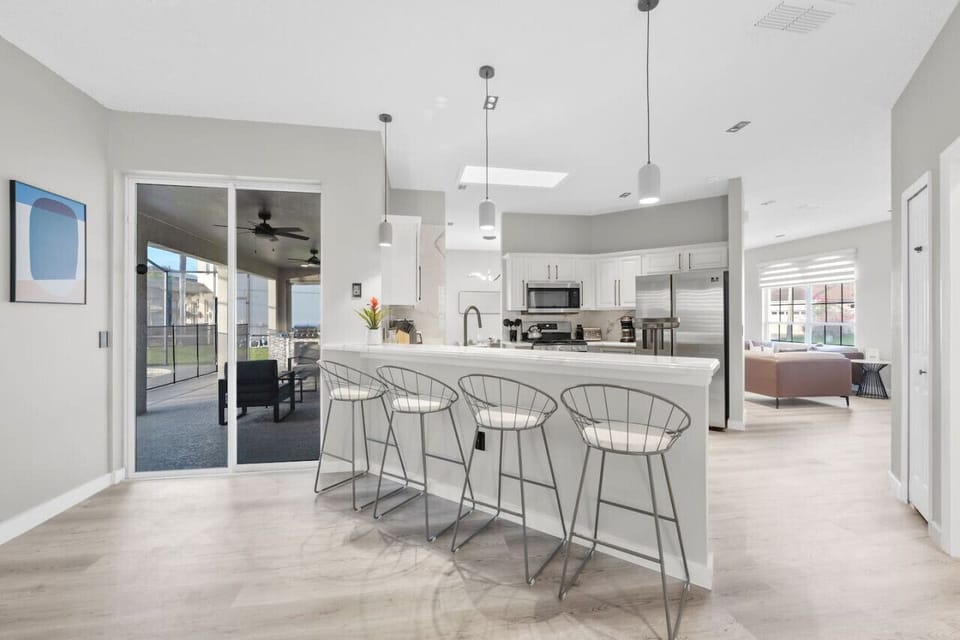 KITCHEN #Quiet #renovated #Stylish #Disney #Parks #kingdom #springs #poolhouse #Vacation #Rental #waterpark #Kissimmee #Orlando #universal #citywalk #legoland #shortstay #longstay #bbq #grill #privatepool