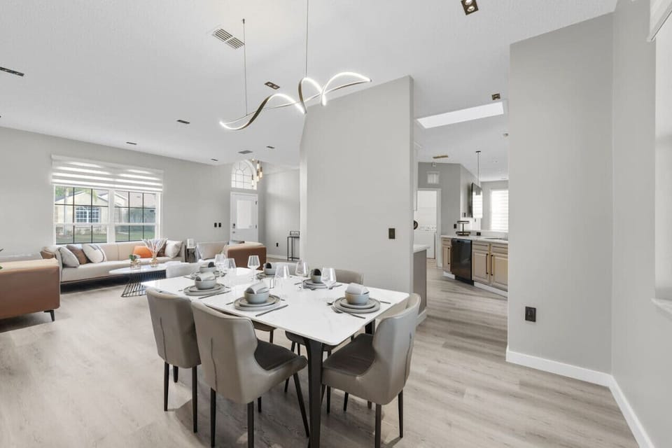 DINING AREA #Quiet #renovated #Stylish #Disney #Parks #kingdom #springs #poolhouse #Vacation #Rental #waterpark #Kissimmee #Orlando #universal #citywalk #legoland #shortstay #longstay #bbq #grill #privatepool