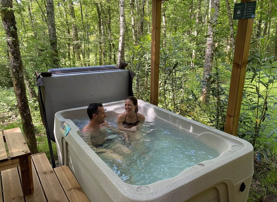 Spa privatif chauffé à 38°C sans vis à vis
